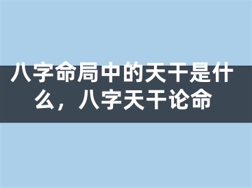 八字命局中的天干是什么，八字天干论命