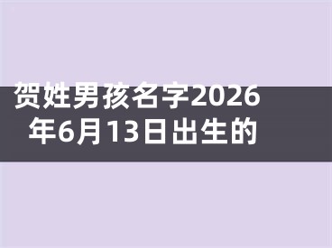 贺姓男孩名字2026年6月13日出生的
