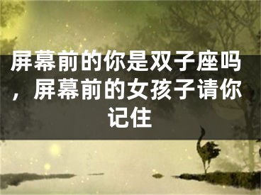 屏幕前的你是双子座吗，屏幕前的女孩子请你记住