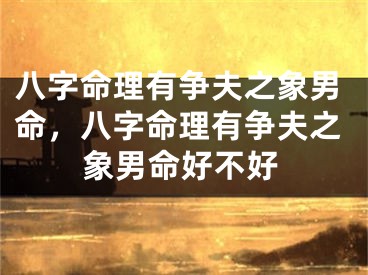八字命理有争夫之象男命，八字命理有争夫之象男命好不好