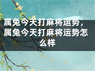 属兔今天打麻将运势，属兔今天打麻将运势怎么样