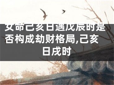 女命己亥日遇戊辰时是否构成劫财格局,己亥日戌时