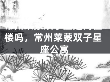 常州莱蒙双子座是商住楼吗，常州莱蒙双子星座公寓