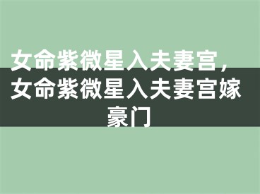 女命紫微星入夫妻宫，女命紫微星入夫妻宫嫁豪门