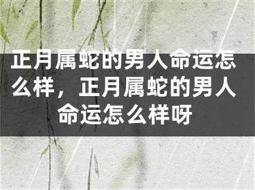 正月属蛇的男人命运怎么样，正月属蛇的男人命运怎么样呀