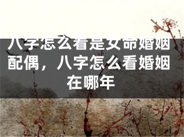 八字怎么看是女命婚姻配偶，八字怎么看婚姻在哪年