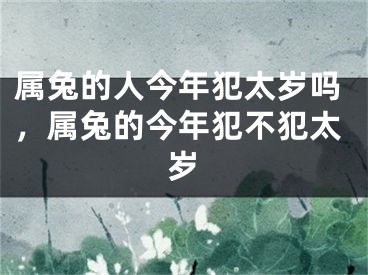 属兔的人今年犯太岁吗，属兔的今年犯不犯太岁