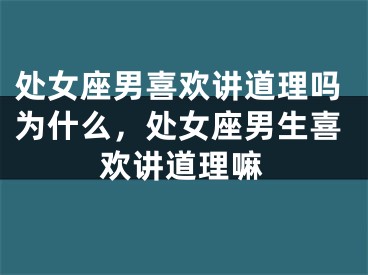 处女座男喜欢讲道理吗为什么，处女座男生喜欢讲道理嘛