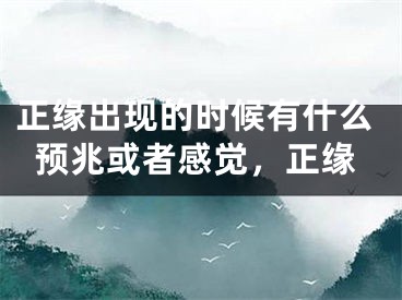 正缘出现的时候有什么预兆或者感觉，正缘