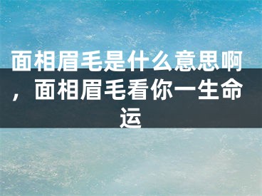 面相眉毛是什么意思啊，面相眉毛看你一生命运