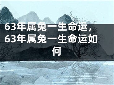 63年属兔一生命运，63年属兔一生命运如何