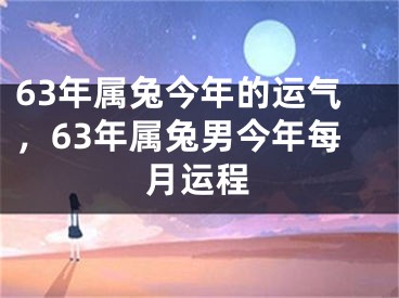 63年属兔今年的运气，63年属兔男今年每月运程