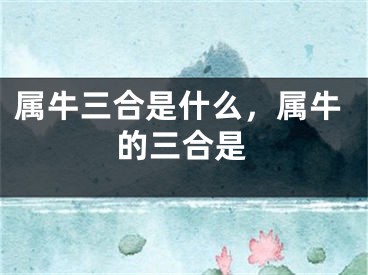属牛三合是什么，属牛的三合是