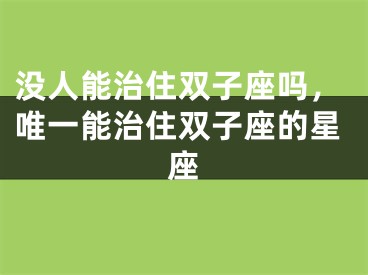 没人能治住双子座吗，唯一能治住双子座的星座