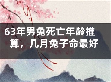 63年男兔死亡年龄推算，几月兔子命最好