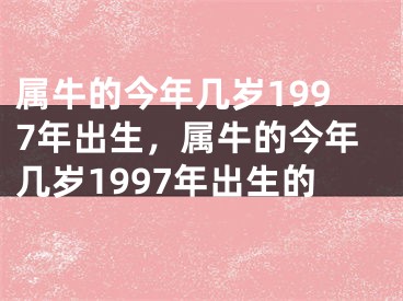 属牛的今年几岁1997年出生，属牛的今年几岁1997年出生的