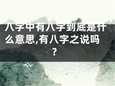 八字中有八字到底是什么意思,有八字之说吗?