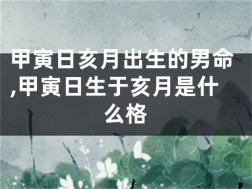 甲寅日亥月出生的男命,甲寅日生于亥月是什么格