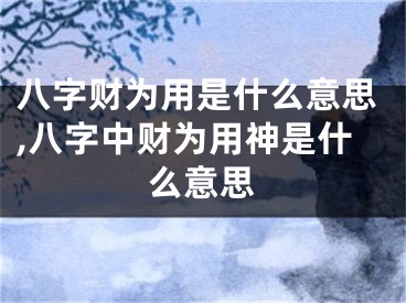 八字财为用是什么意思,八字中财为用神是什么意思