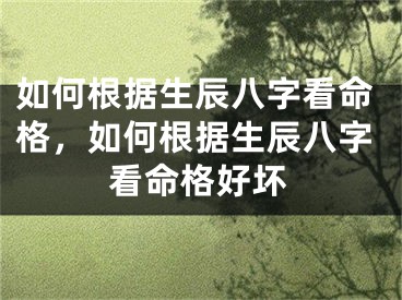 如何根据生辰八字看命格，如何根据生辰八字看命格好坏