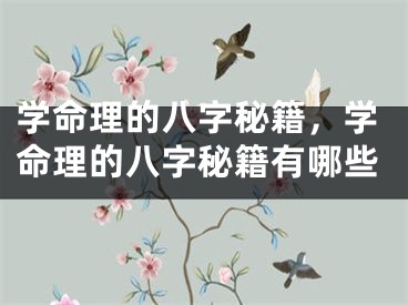 学命理的八字秘籍，学命理的八字秘籍有哪些