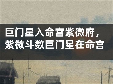 巨门星入命宫紫微府,紫微斗数巨门星在命宫