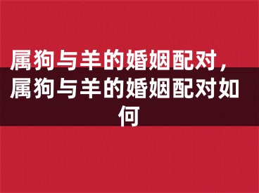属狗与羊的婚姻配对，属狗与羊的婚姻配对如何