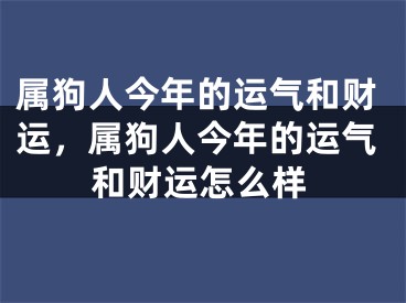 属狗人今年的运气和财运，属狗人今年的运气和财运怎么样