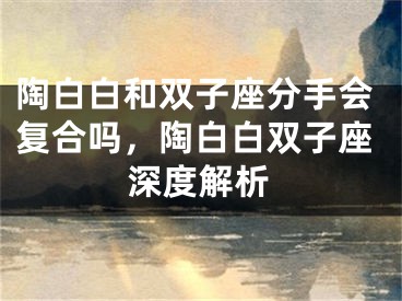 陶白白和双子座分手会复合吗，陶白白双子座深度解析