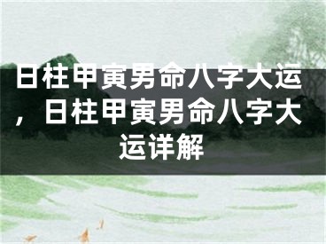 日柱甲寅男命八字大运，日柱甲寅男命八字大运详解
