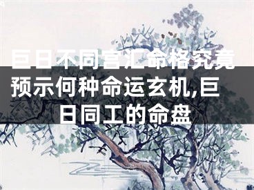 巨日不同宫汇命格究竟预示何种命运玄机,巨日同工的命盘