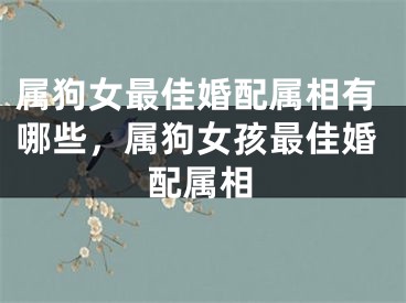 属狗女最佳婚配属相有哪些，属狗女孩最佳婚配属相