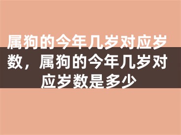 属狗的今年几岁对应岁数，属狗的今年几岁对应岁数是多少