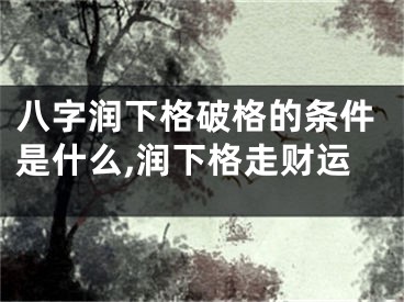 八字润下格破格的条件是什么,润下格走财运