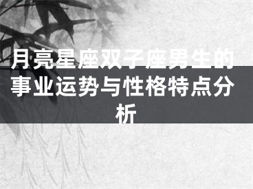 月亮星座双子座男生的事业运势与性格特点分析