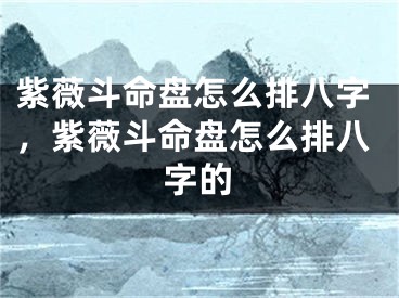 紫薇斗命盘怎么排八字，紫薇斗命盘怎么排八字的