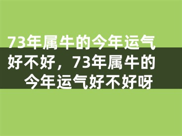 73年属牛的今年运气好不好，73年属牛的今年运气好不好呀