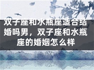 双子座和水瓶座适合结婚吗男，双子座和水瓶座的婚姻怎么样