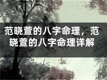 范晓萱的八字命理，范晓萱的八字命理详解