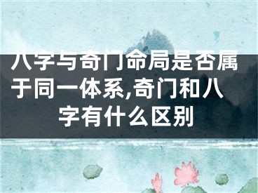 八字与奇门命局是否属于同一体系,奇门和八字有什么区别