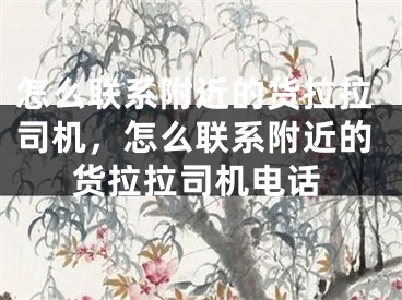 怎么联系附近的货拉拉司机，怎么联系附近的货拉拉司机电话