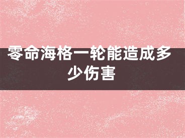 零命海格一轮能造成多少伤害