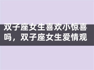 双子座女生喜欢小惊喜吗，双子座女生爱情观