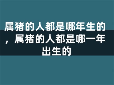 属猪的人都是哪年生的，属猪的人都是哪一年出生的