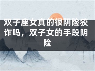 双子座女真的很阴险狡诈吗，双子女的手段阴险