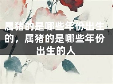 属猪的是哪些年份出生的，属猪的是哪些年份出生的人