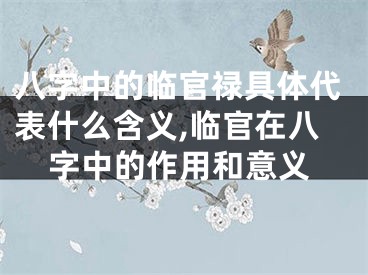 八字中的临官禄具体代表什么含义,临官在八字中的作用和意义