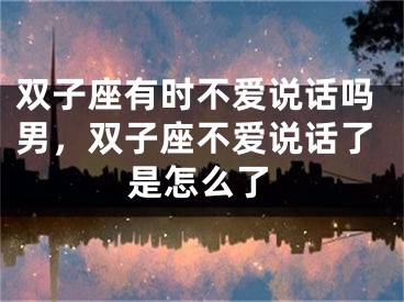 双子座有时不爱说话吗男，双子座不爱说话了是怎么了