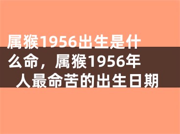 属猴1956出生是什么命，属猴1956年人最命苦的出生日期