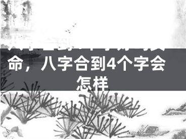 八字合到4个字好吗女命，八字合到4个字会怎样